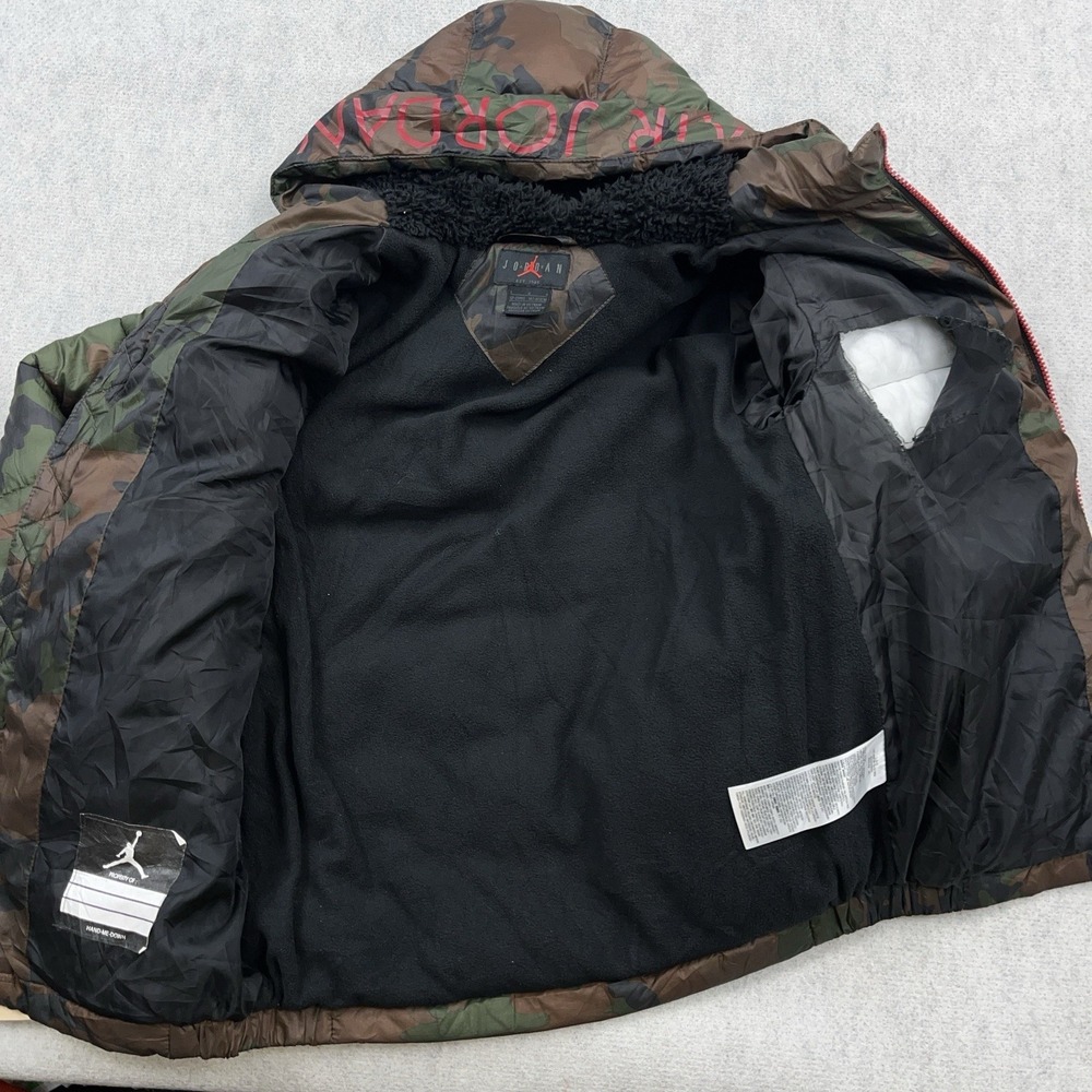 Air Jordan Puffer Jacket Boys Large Green Cano Full Zip Hooded Youth Jumpman‎ * - Picture 7 of 13